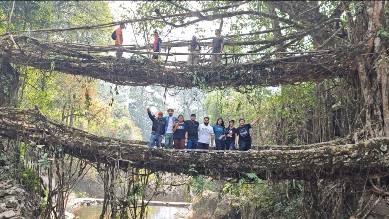 Walking Through Stone Steps, Suspension Bridges & Nongriat Village